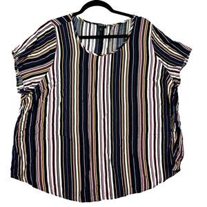 TORRID Top Womens 2 Multicolor Striped Abbey Rayon Slub Stretch Scoop Neck Shirt